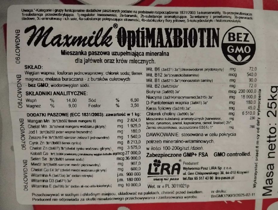 OptiMAXBIOTIN witamina dla wysokowydajnych krów
