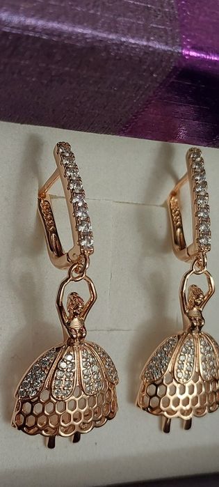 Kolczyki baletnice Różowe złoto 585 WYPRZEDAŻ!!