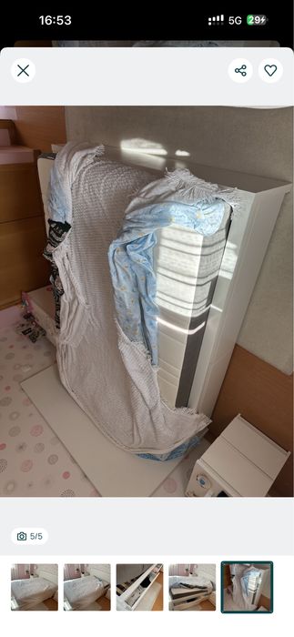 Cama de quarto branca, com 4 gavetões - bonita e com colchão