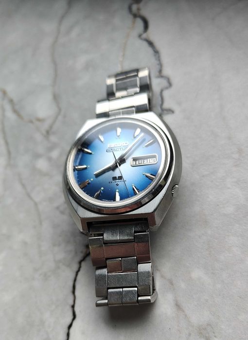 Seiko 5 Actus 6106 73r Zegarek Niebieski Whirpool vintage