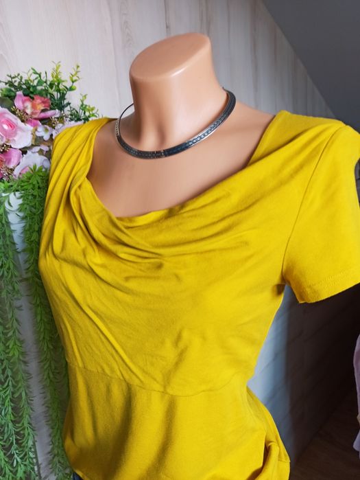 Sg Musztardowa bluzka damska 36 , S viscoza basic woda