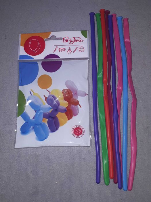 Balony modelinowe różnokolorowe Party Time 8 sztuk natural latex