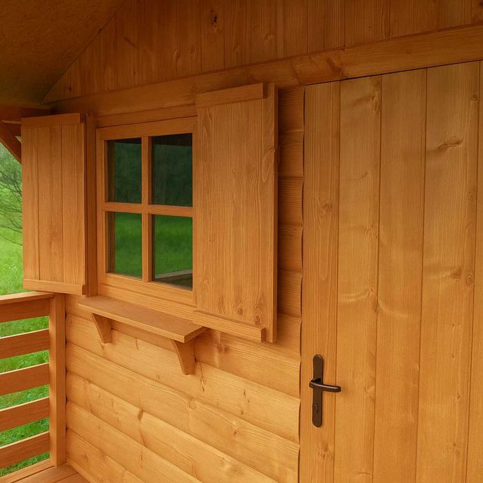 Domek drewniany z tarasem 3x4,5m – rekreacyjny. Idealny na działkę