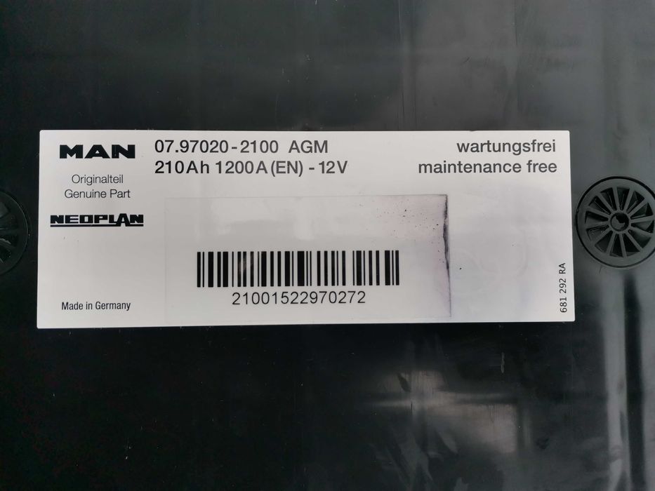 Akumulator MAN NEOPLAN 210Ah 1200A (EN) - 12V - AGM 100% GWARANCJA 6 M