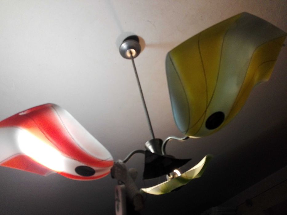 Lampa same trzy klosze PRL ardeco