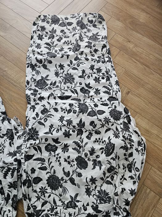 Ikea henriksdal pokrycie na krzeslo bialy czarny kwiaty