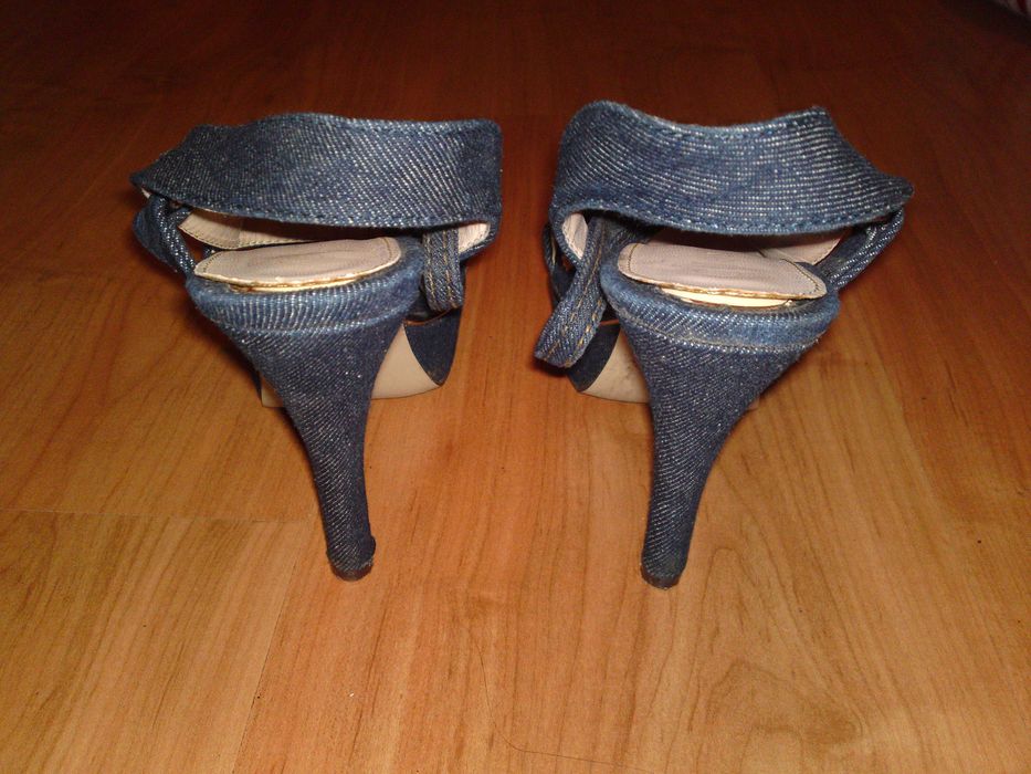 Sandały szpilki unikat na platformie koturnie jeans dżinsowe CCC r.38
