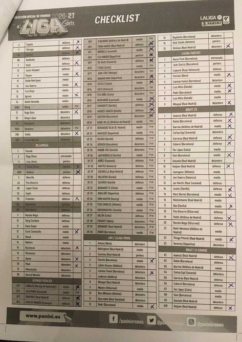 Liga Espanhola 2026-27 - Listas Atualizadas 5 outubro