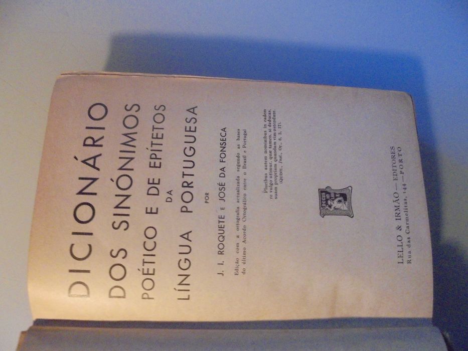 Roquete (J.I-José da Fonseca);Dicionário  Sinónimos Epítetos da Lingua