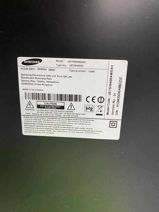 TV Samsung LED 75'' Full HD 3D + OKULARY Samsung 3D szt 4