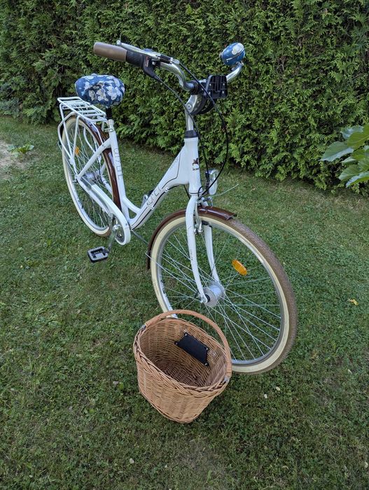 Rower miejski Romet Moderne 7 damski z koszem biały