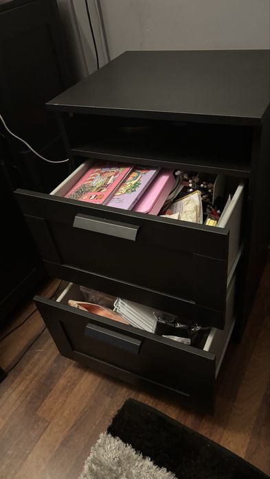 Comoda 2 Gavetas/Mesa Cabeceira Ikea Brimnes Preta