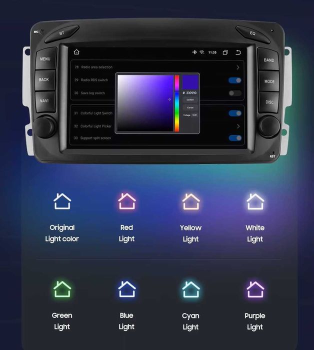 CarPlay Android Auto Radio DAB+ Opcja Bluetooth Android YouTube Yanosik USB GPS WiFi 4G MP3 MP4 DSP Mercedes C CLK CL W209 W203 System BOSE