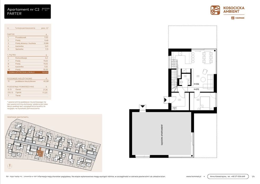 5-pokojowe mieszkanie 101m2 + ogródek Bezpośrednio