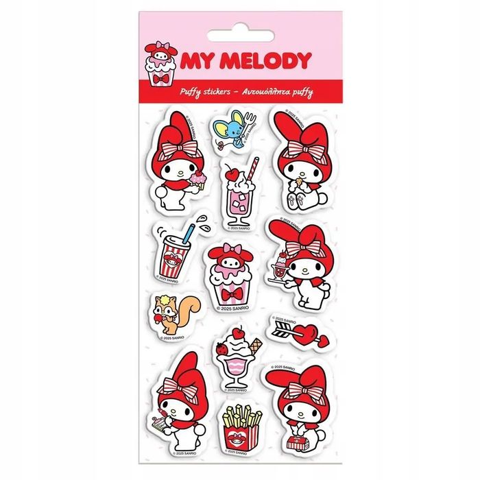 Naklejki wypukłe (puffy) My Melody Diakakis 13 szt.. Nowy Produkt