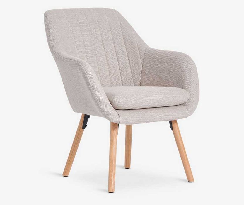 Fotel UDSBJERG tkanina beżowy oak krzesła komplet 4szt