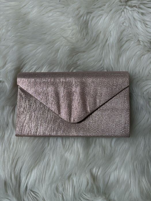 Zestaw torebka kopertówka i szal do sukni pudrowy róż ze srebrną nicią