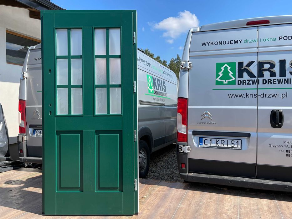 Drzwi Zewnętrzne drewniane białe CZYSTE POWIETRZE montaż CAŁA POLSKA