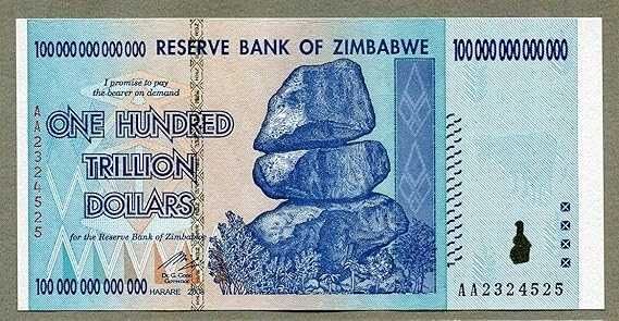 Banknot kolekcjonerski 100 Trillionów Dolarów Zimbabwe Unikat UV UNC