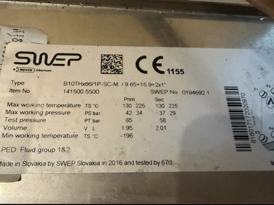 Permutador de calor Swep