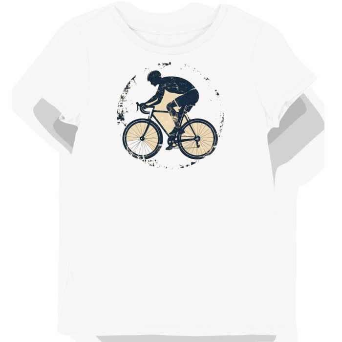 Koszulka damska biała z grafiką rowerzysty vintage 2XL