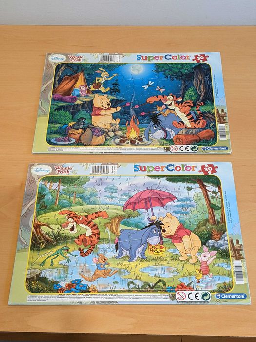 Dwa zestawy puzzli z Kubusia Puchatka - stan dobry