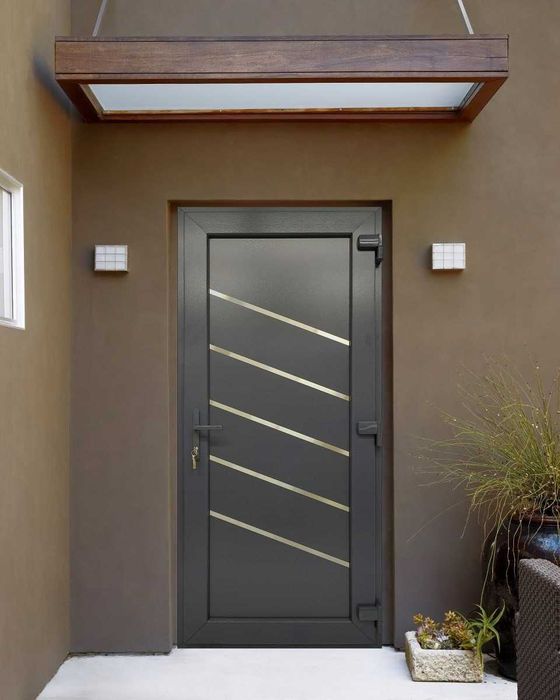 Металопластикові двері в наявності INOX NX09 базальт