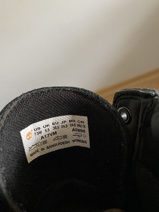 Botki skórzane trapery Timberland czarne 38,5