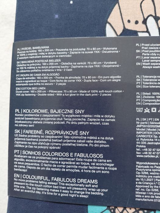 Dwuczesciowy komplet pościeli dla dzieci świecący w ciemności