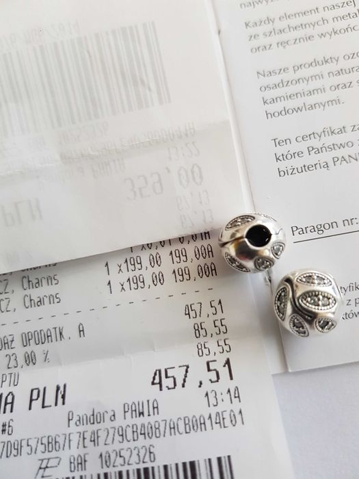 Pandora klips listki srebro 925