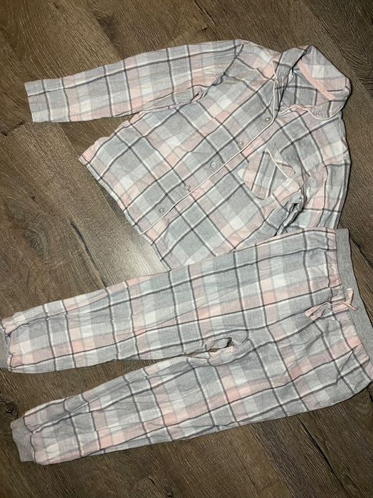 Піжама в клітинку дівчинці 9-10р. Комплект бавовна сорочка-штани