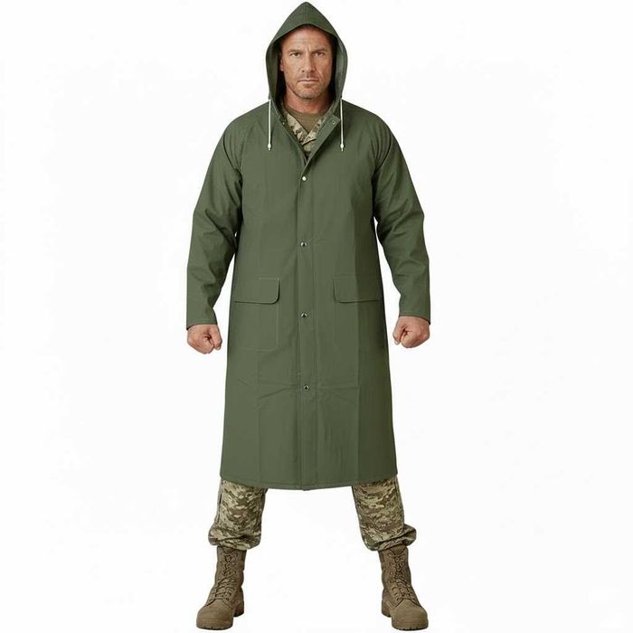 Військовий водонепронекний плащ з ПВХ Хакі Олива ‼️ Є РОЗМІРИ ‼️