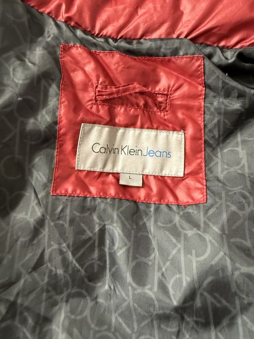 Calvin Klein Jeans Kurtka Puchowa L Czerwona Puch Pierze Zimowa Premium CK