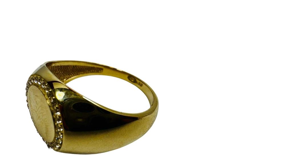 złoty sygnet cyrkonie próba 585 4,59g rozmiar 23 stan 10/10