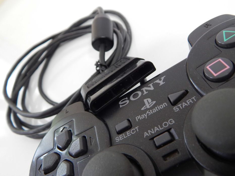 Oryginalny Czarny Black kontroler gamepad DualShock 2 do PlayStation 2 Sony stan bardzo dobry