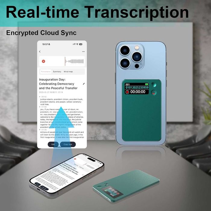 Dyktafon Powate AI 64GB transkrypcja 112 języków szpiegowski slim 821