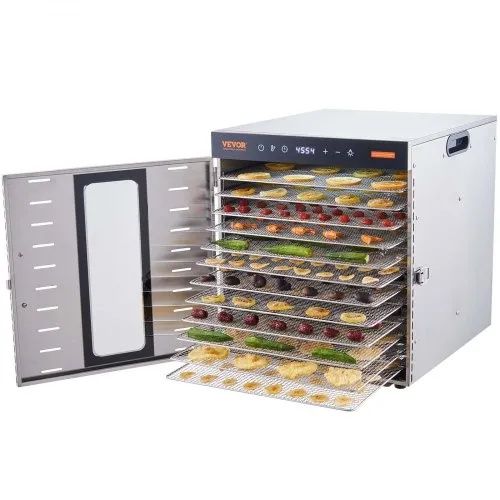 Desidratador de Alimentos em Aço Inoxidável 1000W Secagem de Frutas Secas - VEVOR - Baixa de Preço