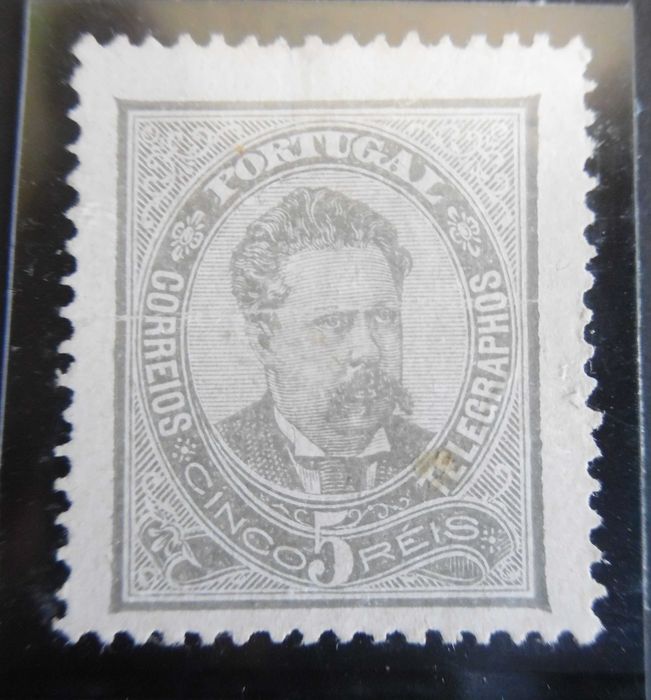 Selos Portugal 1882 - D. luís de Frente 5 reis cinzento Af./Mundifil nº 56 NOVO