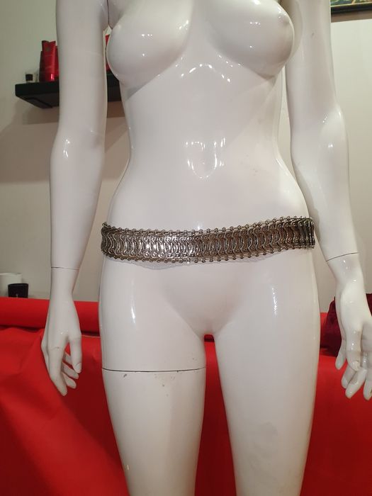 Srebrny pasek ozdobny trial belly dance regulowany uniwersalny