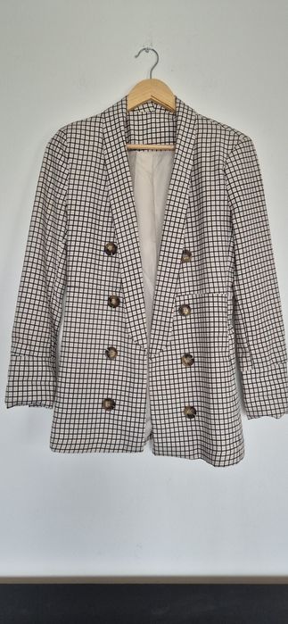 Damska marynarka w kratkę elegancka S