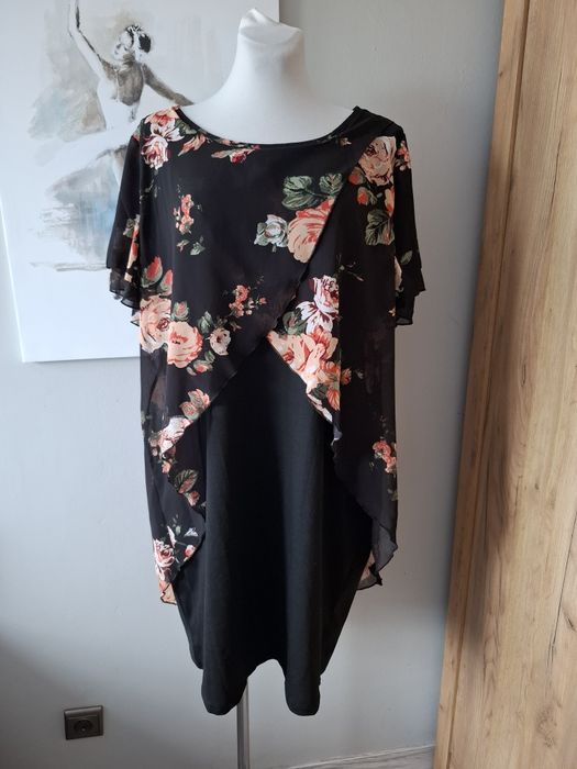 Elegancka sukienka duzy rozmiar tiulowa narzuta