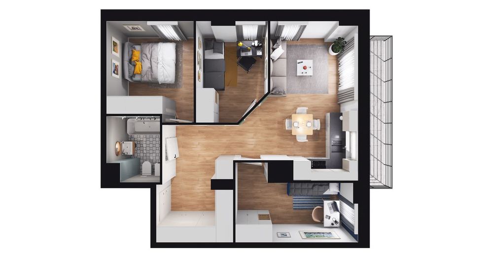 4-pokojowe mieszkanie 58 m² Bez Prowizji - Widok 2