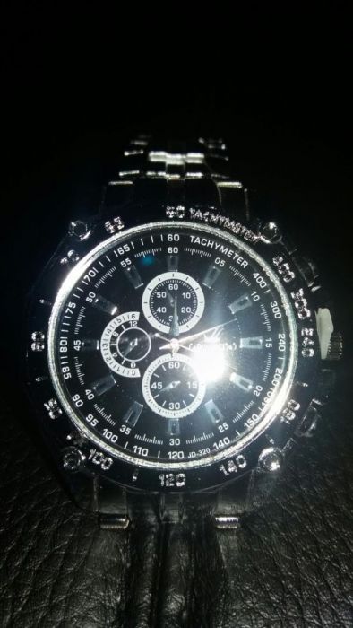 Relógio Casual de Homem Cromado/Preto