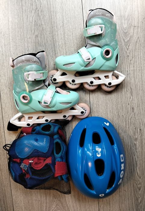 Rolki dziecięce zestaw, Oxelo rozm.31+Kask+ochraniacze