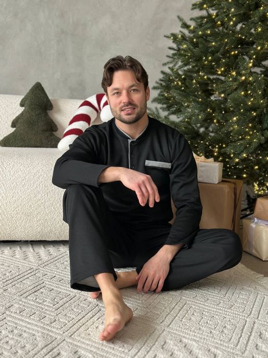 чоловіча піжама чорна комплект кофта штани/мужская пижама для дома