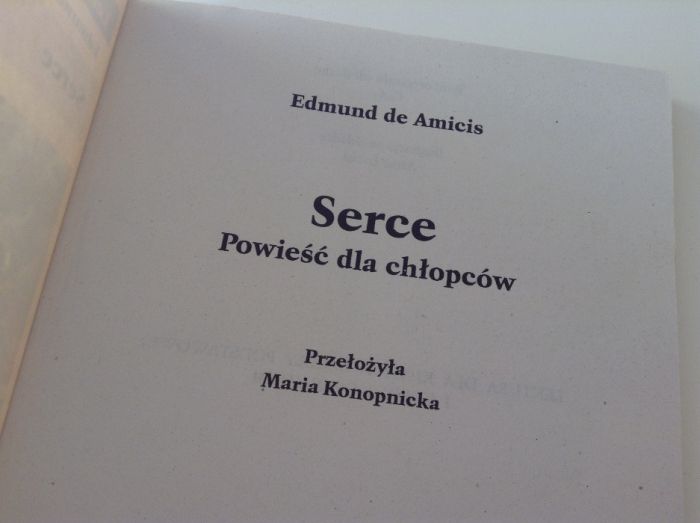 SERCE autor EDMUND de AMICIS lektura powieść klasyka