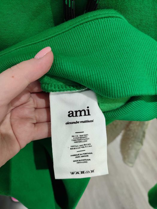 Худі AMI Paris hoodie satin label green