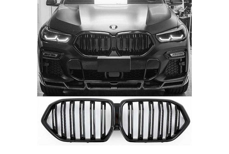 GRELHA DIANTEIRA LAMA DUPLA PRETO BRILHO PARA BMW X6 G06 2019--