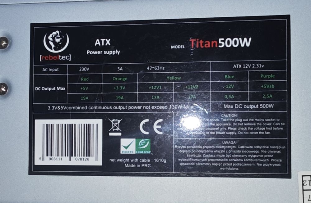 Zasilacz PC Titan ATX 500W