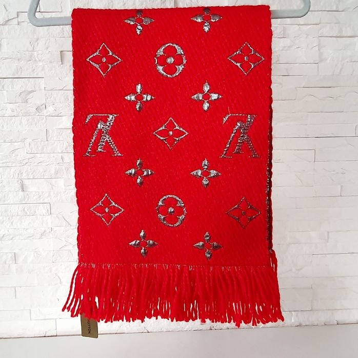 Szalik Louis Vuiton monogram czerwony nowy z metka